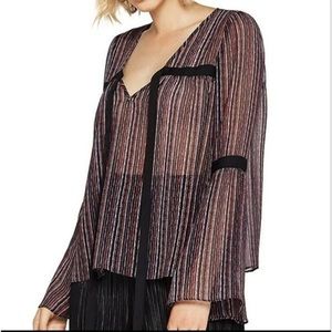 BCBGeneration Sheer Long Sleeve Top with Bow